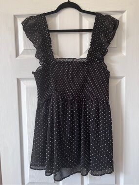 Motherhood Black Ruffle Strap Polka Dot Maternity Top